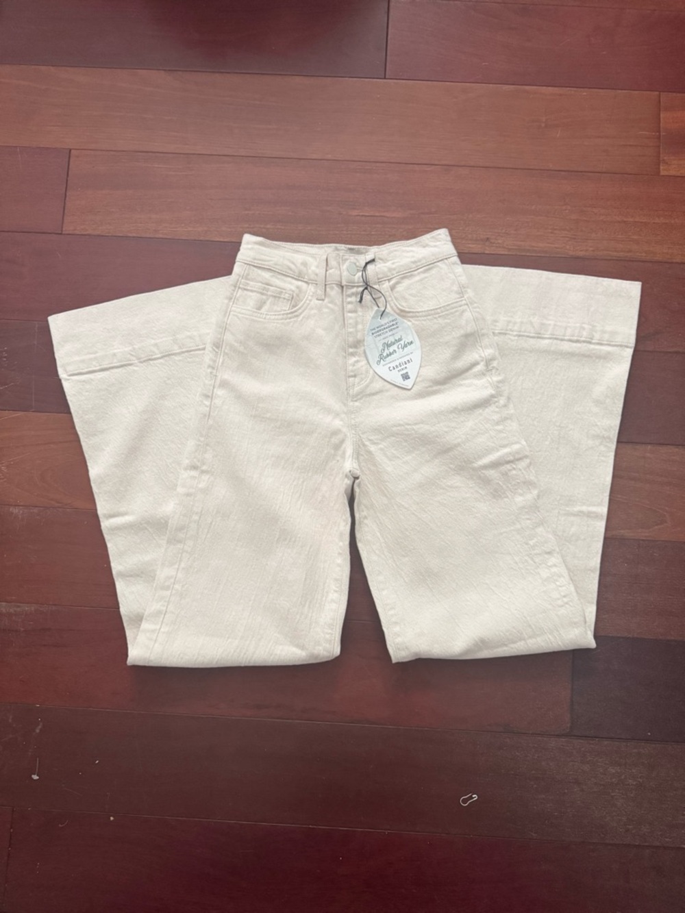 Triarchy Cream Wide-Leg Jeans high rise size 24 00